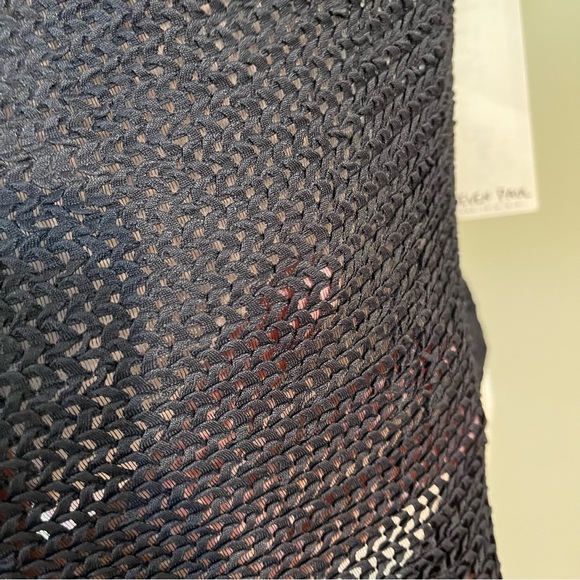 Steven Paul Made In USA Black Knit Crochet Top Short Sleeves Size L NWT - Picture 6 of 8